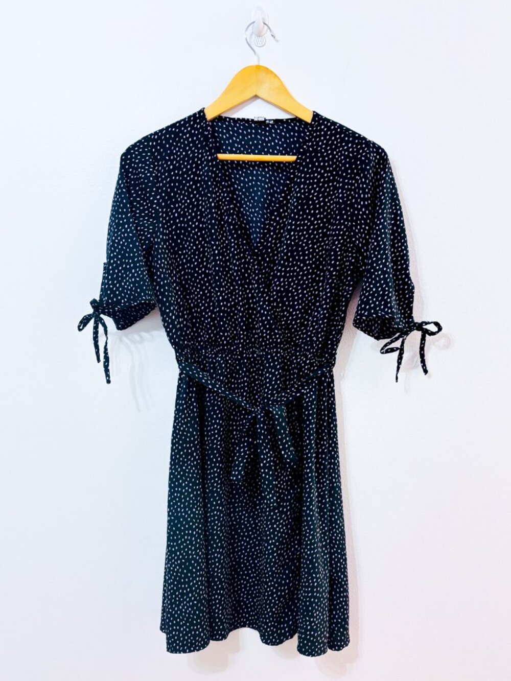 INFLUENCE Black Polka Dot Wrap Dress | Flowy Feminine | Size 6